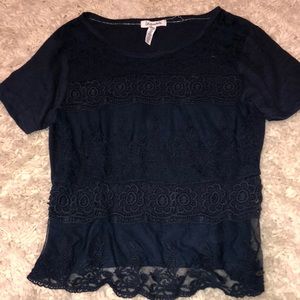 Navy lace top